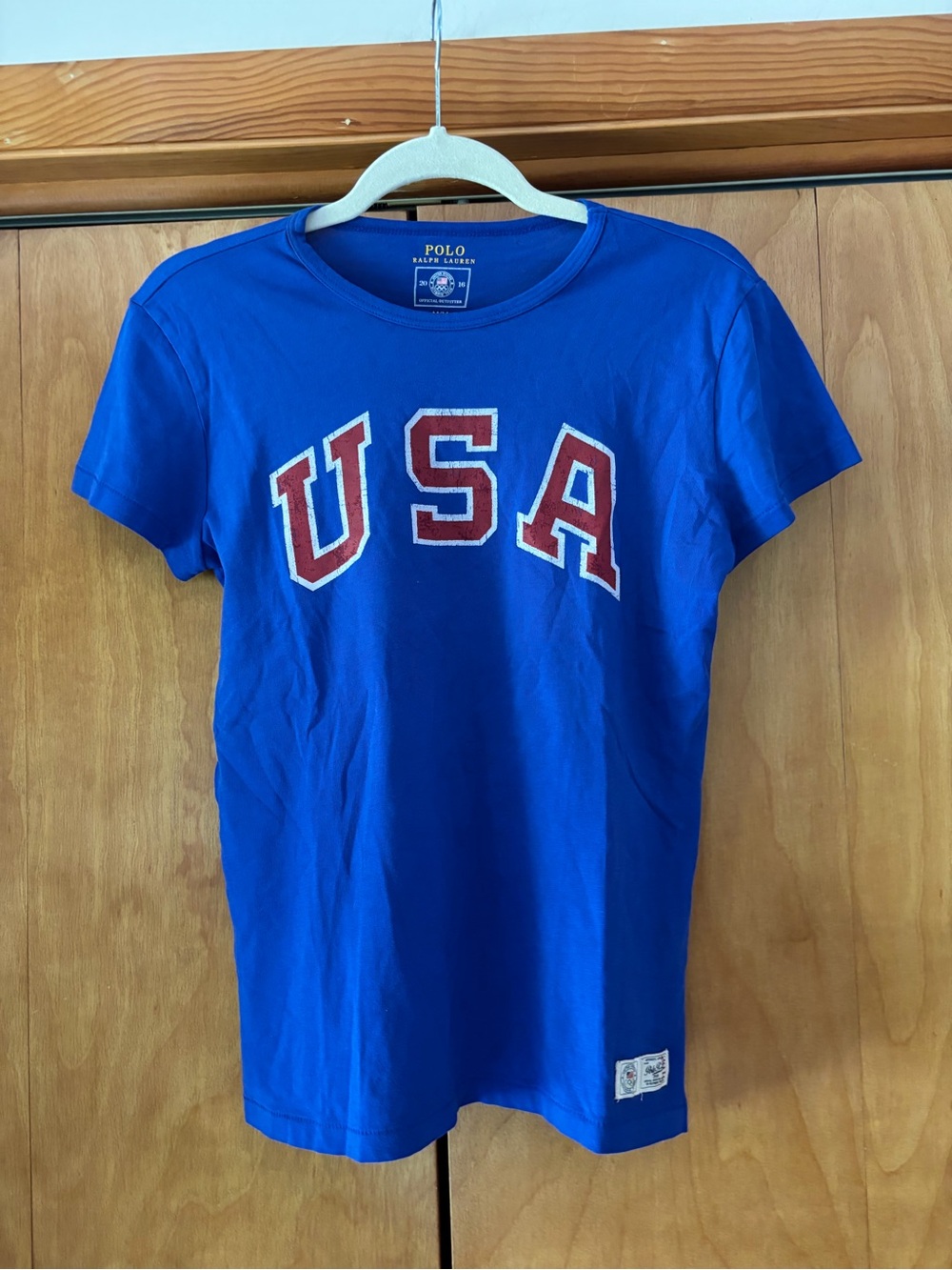 Polo by Ralph Lauren 2016 Official Outfitter Blue Tee with Red & White Graphic
